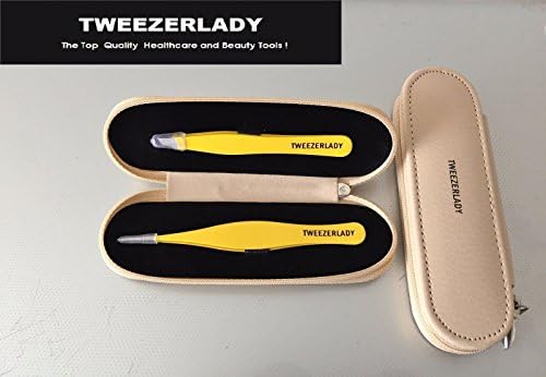 TWEEZERLADY SLANTED AND POINTED TWEEZERS SET -Yellow / Cream Set