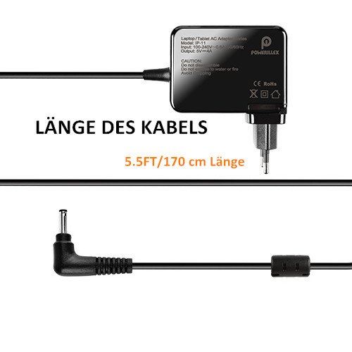 POWERILLEX 20W Ersatz Netzteil Laptop Ladegerät Adapter für Lenovo Ideapad 100 s 11.6” Modell 80R2 Notebook mit 5.5FT Netzkabel- PR-IP-11 - 6