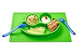 Rutschfeste Tischunterlage Platzmatte aus Silikon, einfach abwaschbar, super geeignet zum Essen lernen für Babys und Kleinkinder, Babyteller Tischset Babyschale Kinderteller, grün - 5