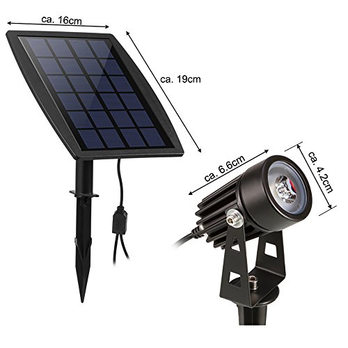 Liqoo® LED Solarleuchte Mini Solarlampe mit 2er Spotlight Solarbeleuchtung Gartenleuchte Wasserdicht IP65 für Outdoor Flur LED Solarstrahler - 5
