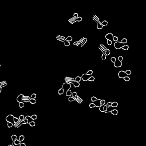Gazechimp Set 36Pcs BH Haken + Ösen Nähen Verschluss Augen 8mm +10mm Silber - 5