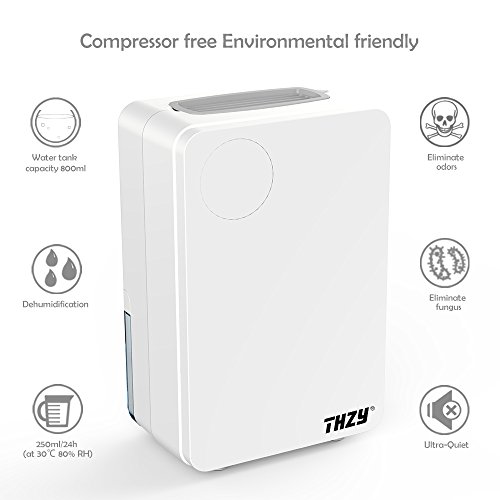 THZY® 800ML Small Thermo-electric Semiconductor Dehumidifier,Compact and Portable Quiet Dehumidifier for Closet,Bedroom,Bathroom,Basement and Small Home Office (White)