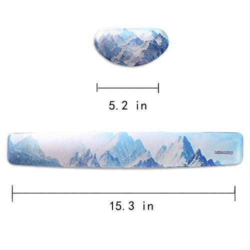 Lizimandu Tastatur Handgelenkauflage Pad und Maus Handballenauflage Auflage Handgelenk Rest Unterstützung, Anzug für Gaming / Office / Home(Schnee Gebirge/Snow Mountain) - 2