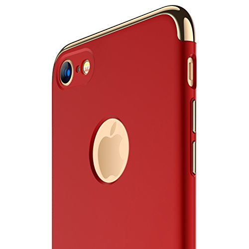 Ranvoo Funda iPhone 7  3 en 1 Anti-Scratch Anti-Huella Dactilar a Prueba de Choque Marco Electroplate con Superficie Antideslizante Cubierta Excelente Agarre el Caso para el iPhone 7   Logo out 