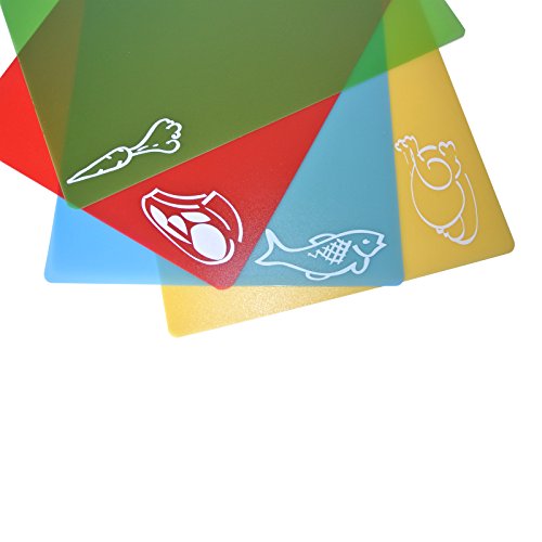 LUPO Flexibles Farbcodiertes Schneidebrett 4 Besondere 38cm x 28cm Matten Utensil Set Spülmaschinenfest und Keimfrei Antibakteriell - 3