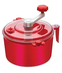 Molzo Super Atta Dough Automatic Kneader Non-Electric Maker Set with Measuring Cups Automatic Roti Dough chakki clear line Measuring Cups Bread Mixer Machine RED for Home Kitchen