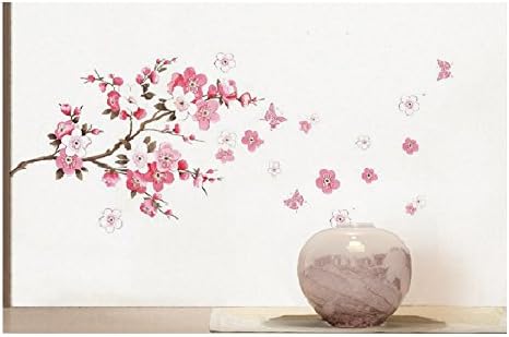JINGXU Butterfly Cherry Blossom Flower Tree Branch Removable Wall Sticker Decals Decor Art Mural Home Decor stickers