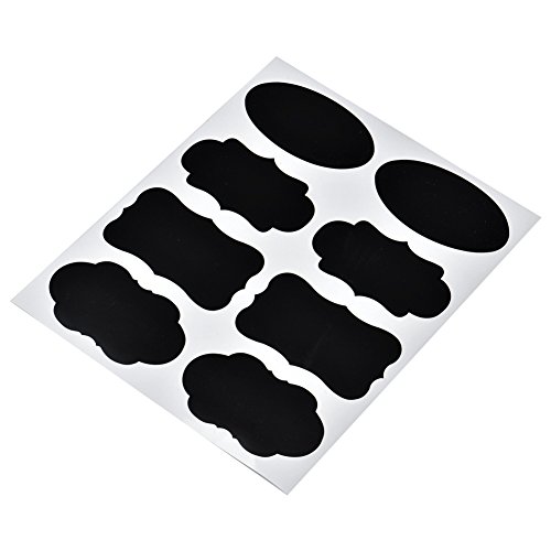 80 Kitchen Labels, Aufkleber für Gewürzgläser & Marmeladen Label zum Beschriften Tafelfolien Sticker Glas Schwarz Aufkleber mit Stift - 9