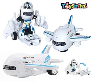 Toyshine 2 in 1 Transforming Robot to Aircraft Toy with Lights and Music