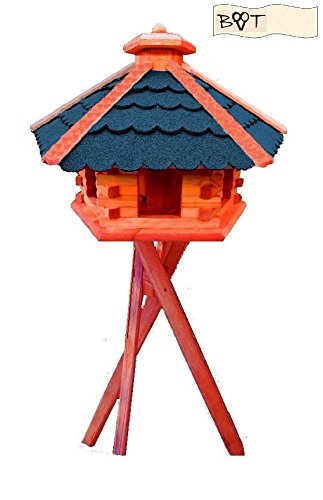 Vogelhaus, Vogelvilla MEGA-XXL Vogelhaus, Gartendeko aus Holz mit BLAU mit Ständer B70blMS Vogelhaus