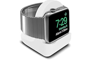 TUCANA Charger Stand Compatible with iWatch Charger Series 7/6/SE/5/4（45mm/44mm/41mm/40mm） and Series 3/2/1 (42mm/38mm), Nightstand Mode, Durable Silicone with Non-Slip Stable Base (White)