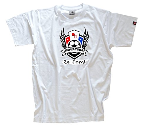Shirtzshop Herren EM Football Collection 2016 Fussball-Kroatien Hrvatska T-Shirt, Weiß, XXL