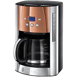 Russel Hobbs 24320-56 Machine à Café, Cafetière Filtre 1,8L Luna Inox, 12 Tasses, Programmable, Auto-Nettoyante - Cuivre