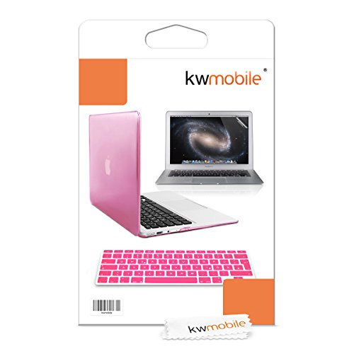 kwmobile 3in1 Set: Crystal Case für Apple MacBook Air 13″ (Modelle ab Mitte 2011) in Pink + Displayschutzfolie + Tastaturschutz - 6