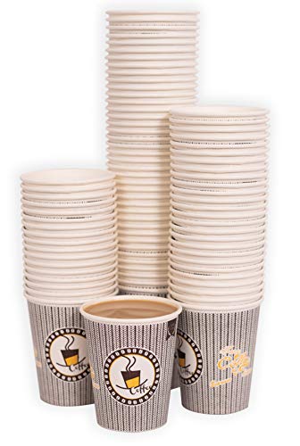 MGGI Trading 100 X 7oz Kaffeebecher 190 ml Coffee-to-Go Papier Tassen Edles Design Pappbecher Papierbecher Für Cappuccino Latte Macchiato Milchkaffee Café