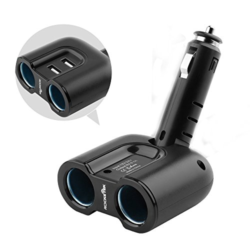 Rocketek® 3.1A / 15.5W USB Dual Car Charger Adapter con Adaptador de Encendedor de Cigarrillos de 2 zócalos DC Outlet Car Splitter - Construir-en 10A Fusible Car Socket Adapter