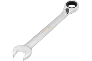 DAKCOS Fixed Head Reversible Ratchet Spanner 17mm Ratcheting Combination Wrench Chrome Vanadium Steel