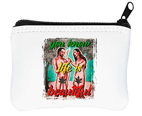 Preisvergleich Produktbild Adam and Eve Smoke Weed Funny Reißverschluss-Geldbörse Brieftasche Geldbörse
