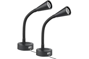 acegoo 2 x DC 12V LED światło do czytania, przyczepa kempingowa, łódź, ściemniana lampa do czytania z USB, elastyczna lampa gęsia szyja do kampera, kampera, ciężarówki, samochodu