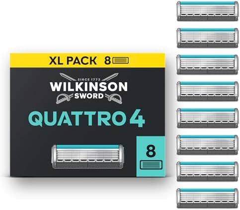 Wilkinson Sword Quattro, ricariche rasoio uomo, confezione da 8