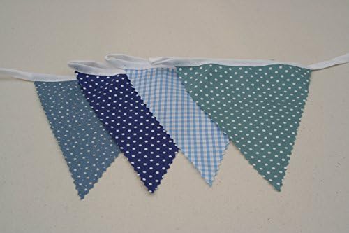 Sea Blue Mix Cotton Bunting 4m long Single Side