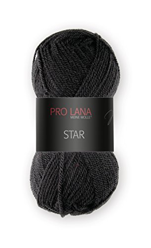 PRO LANA STAR 99 SCHWARZ, 10er Spar Geschenke-Set – Premium Polyacryl Garn, alle Farben wählbar, Lauflänge 135m/50g, Nadelstärke 3,0-3,5mm, Maschenprobe 10x10cm = 25Mx36R + Button HAPPY BIRTHDAY - 6