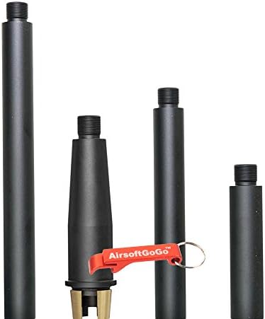 Tokyo Arms Multi-Length CNC Metal -14mm CCW Outer Barrel for Marui M4 MWS Airsoft GBB (Black) - KeyChain Included