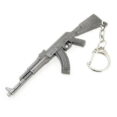 TOOGOO(R) Mini AK-47-Gewehr-Gewehr Modell Lobster Haken Schluessel Anhaenger Grau