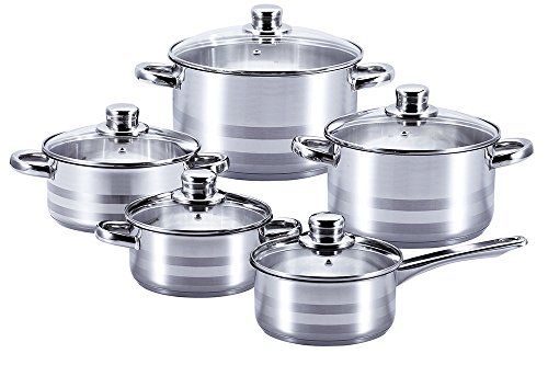 Kochtopfset, Topfset, Kasserolle ,Kochtopf, 10-tlg., 5 Kochtöpf, 1 Kasserolle - 2