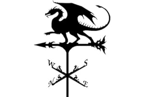 Alnicov Banderuola in Metallo Animale, banderuola Nera Vintage Indicatore di direzione del Vento Cavo per Giardino Esterno Tetto Paddock Decorazione Banderuola (Drago di Fuoco)