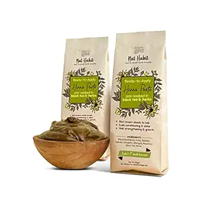 Nat Habit Ready-to-Apply Henna Paste | FRESH KitchenMade, 100% Natural | Ultra-Filtered Rajasthani Henna, Soaked in BlackTea, Herbs | Dark Brown Hair Color, Conditioning, Hair Growth, Pack of 2 x 220g