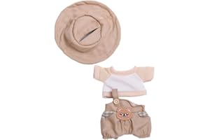 MINGSOLDIER Ropa de muñeca de 17 cm adecuada para muñecas labubu de 17 cm, juego de accesorios kaqi, 1 sombrero, 1 camiseta, 1 mameluco, sin muñeca