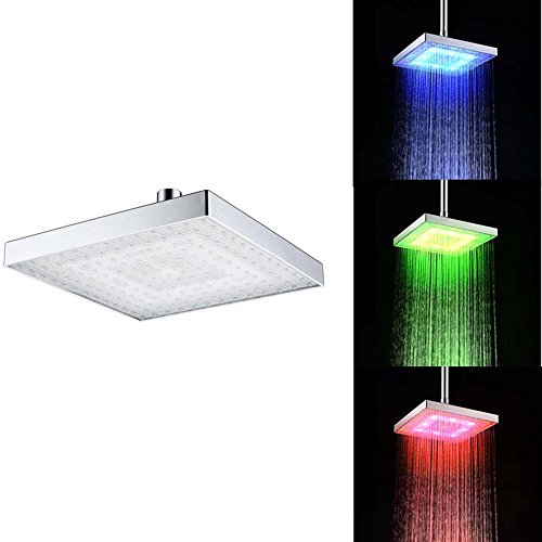 Getek square 8 „Zoll LED Duschkopf mit Temperatur Sensor Duschkopf mit 3 facher Farbverstellung - 2