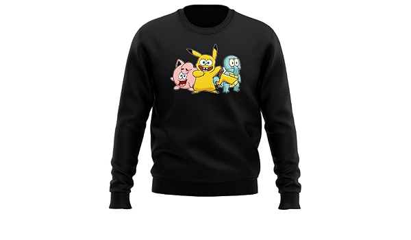 OKIWOKI Felpa Nera Parodia Pokémon;Spongebob - Spongebob, Squiddi  Tentacolo, Patrick Stella e Pikachu (Felpa di qualità Premium - Stampata in  Francia - RIF : 775) : Amazon.it: Abbigliamento