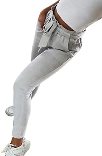 Clearance Sale Women Pants, BESTOPPEN Women Sexy High Waist Skinny Bowtie Elastic Pants Ladies Summer Casual Stretch Slim Striped Harem Trousers Pants Business Work Wear Pants (S, Gray)
