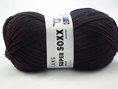 LANG YARNS Super Soxx 6-Fach/6-Ply - Farbe: Dunkelbraun (0068) - 150 g / ca. 410 m Wolle
