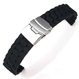Schwarz Silikon wasserdichte Taucheruhr Band Strap Faltschließe 22mm