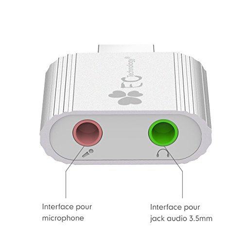 EC Technology Externe USB Soundkarte Aluminium C Media Chipsatz, Kompatibel mit Windows, Mac, Plug & Play-Silber - 3
