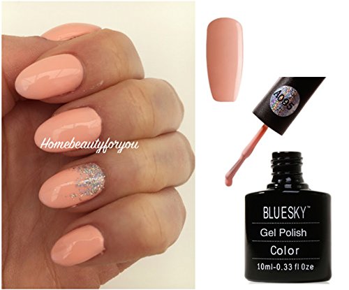 Bluesky A95 Pastel Peach Nude Nail Gel Polish UV LED Soak Off 10ml PLUS 2 Luvlinail Shine Wipes