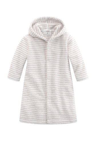 Bellybutton Unisex Baby Bathrobe with Snap Buttons Bathrobe, Multicoloured - Mehrfarbig (white/taupe striped ), 18 - 24 Months