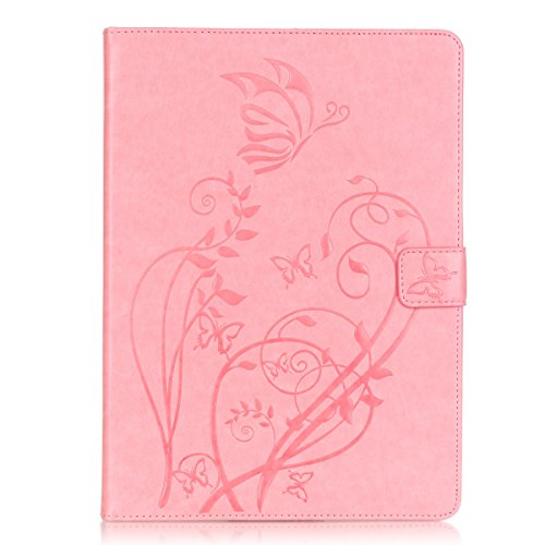 Für iPad Air 2/Für iPad 6 Tasche Smart Cover Case Lederhülle Hülle,Für iPad Air 2/Für iPad 6 Flip PU Leder Tasche Case Hülle im Bookstyle mit Standfunktion Kredit Kartenfächer mit Weich TPU Innere,Funyye [Schmetterling Muster] Slim PU Leder Stand Flip Case Tasche Hüllen Etui Sleeve Smart Cover Schutzhülle Hülle im Bookstyle Ledertasche Für iPad Air 2/Für iPad 6 + 1x Frei Stylus Pen – Schmetterling,Rosa - 2