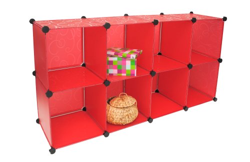 Büro Flur Regal Schrank Steckregal Wandregal Sideboard in Rot - 6