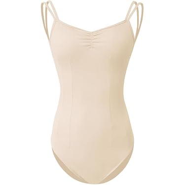 Boruizhen Justaucorps Danse Femme Sans Manches Double Bretelles Réglables - Gymnastique Ballet Yoga Fitness - Noir Ou Nude