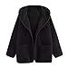 Produktbild Sannysis Damen Pullover Herbst Winter Elegant Plüschmantel Frauen Casual Drop Schulter Dual Pocket Mantel mit Kapuze Mantel Bluse Outwear