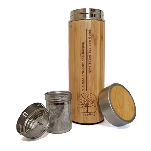 Aigner&Reiter - Termo con colador de Acero Inoxidable para café y té con colador, Thermo to Go de bambú, sin BPA, 350 ml