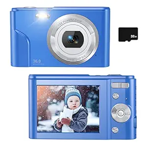 Digital Camera for Kids Boys and Girls - 36MP Children's Camera with 32GB SD Card?Full HD 1080P Rechargeable Electronic Mini Camera for Students, Teens, Kids(Light Blue)