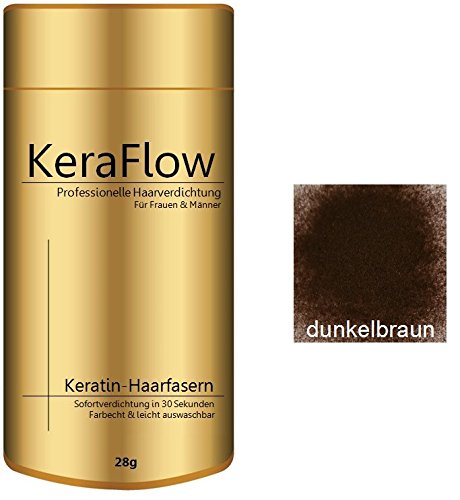 KeraFlow SCHÜTTHAAR STREUHAAR HAARVERDICHTUNG -28g- MIT SOFORTEFFEKT GEGEN TEILGLATZE UND LICHTES HAAR (DUNKELBRAUN) - 9