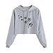 Produktbild Manadlian Mode Frau Herbst Frühling Lose Grau Katzen-Fußabdruck-Druck Kurz Hoodies Tops Blusen Einzigartiger Stil Sweatshirts(S--XL) (M, Grau)