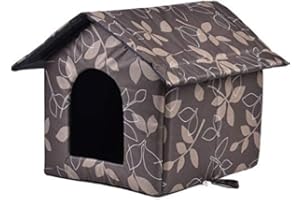 XNSHUN Niche pour chat,Pour l'extérieur,Résistant à l'hiver,Pliable,Étanche,Résistant aux intempéries,Doux et chaud,Pour animaux de compagnie,Avec coussin amovible,Pour petit chien,Taille M