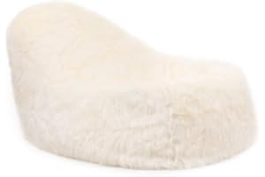 icon Soho Faux Fur Dream Lounger Bean Bag - Cream, Extra Large,105cm x 51cm, Giant Luxurious Furry Living Room Bean Bags for Adults